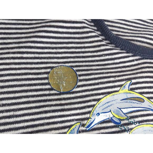 Vintage Life In the Beach Striped Dolphins Baby Tee READ - Picture 3 of 8